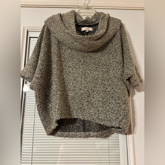 LOFT Women's Textured Cowl Neck Sweater - Black and Gray - Picture 7 of 11